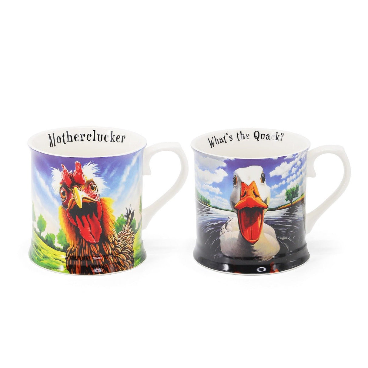 TIPPERARY CRYSTAL Eoin O Connor Beyond the Herd Set 2 Tankards (Duck, Hen) - MUG SETS - Beattys of Loughrea