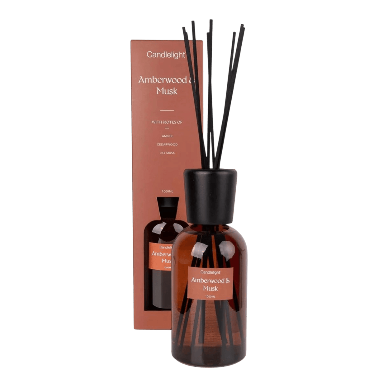 Candlelight 1000Ml Reed Diffuser – Amberwood & Musk - POT POURRI/AROMATHERAPY/OILS/DIFFUSER - Beattys of Loughrea