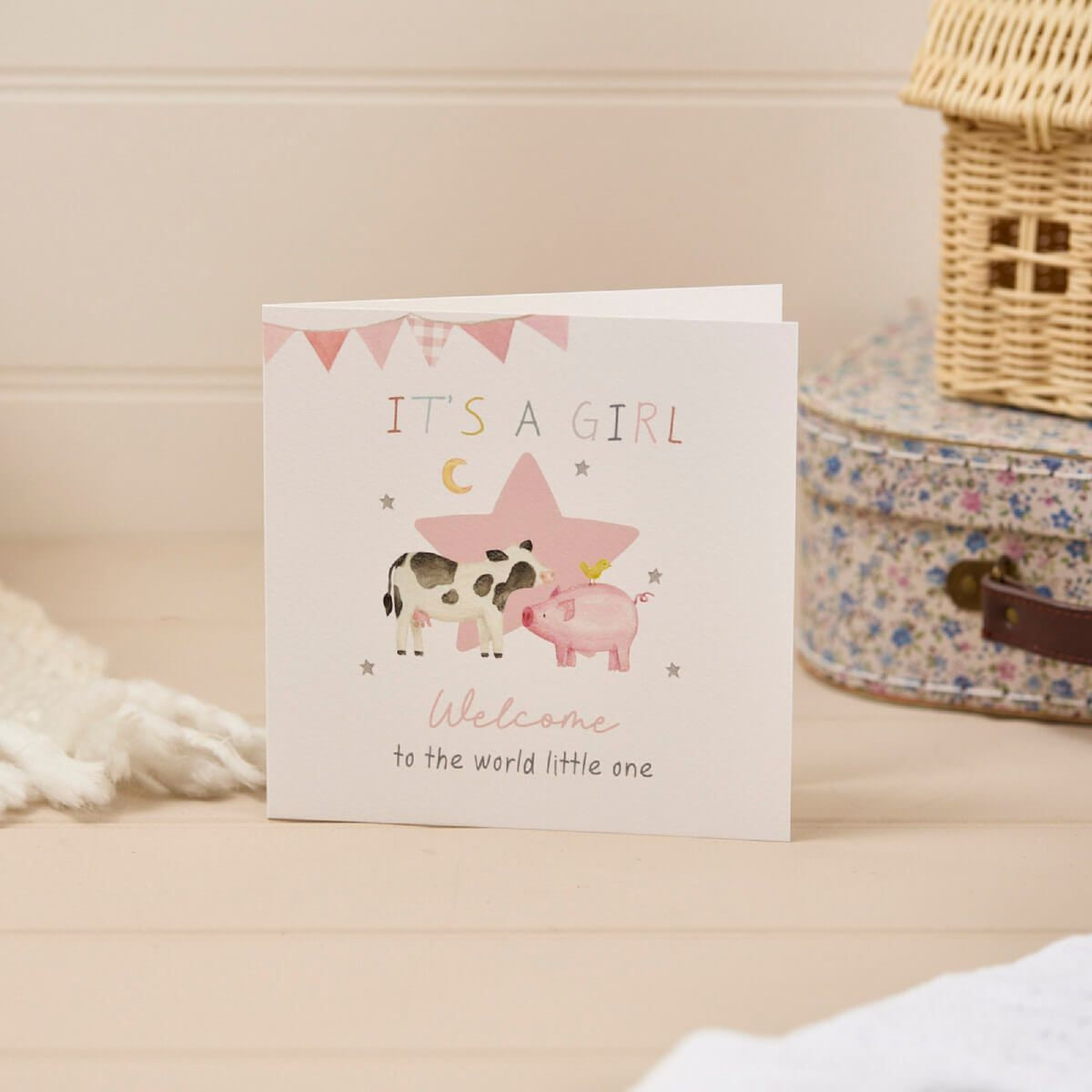 R13 IT'S A GIRL WELCOME TO THE WORLD LITTLE ONE CARD 4MF215