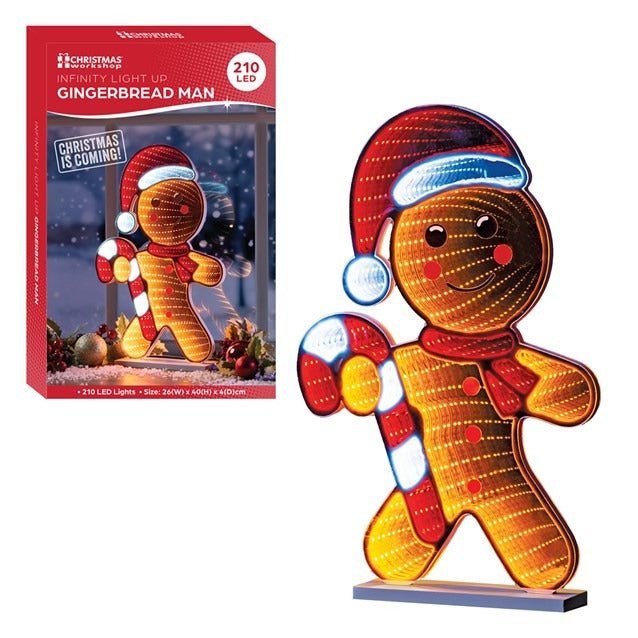 40cm Infinity Gingerbread Man Candy Light - XMAS ROOM DECORATION LARGE AND LIGHT UP - Beattys of Loughrea