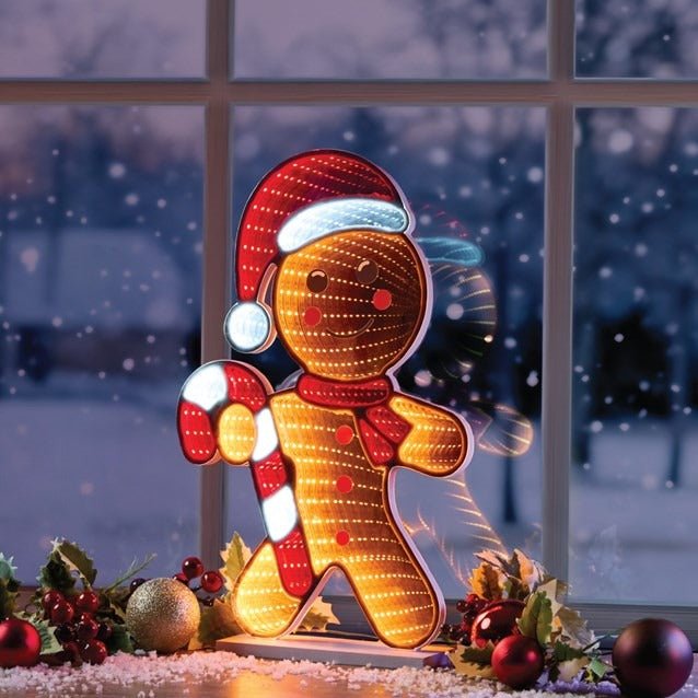 40cm Infinity Gingerbread Man Candy Light - XMAS ROOM DECORATION LARGE AND LIGHT UP - Beattys of Loughrea