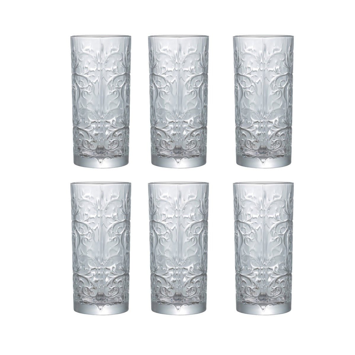 RCR Crystal Tattoo Hiball Glasses – 370ml, Set of 6 - DRINKING GLASSES - Beattys of Loughrea