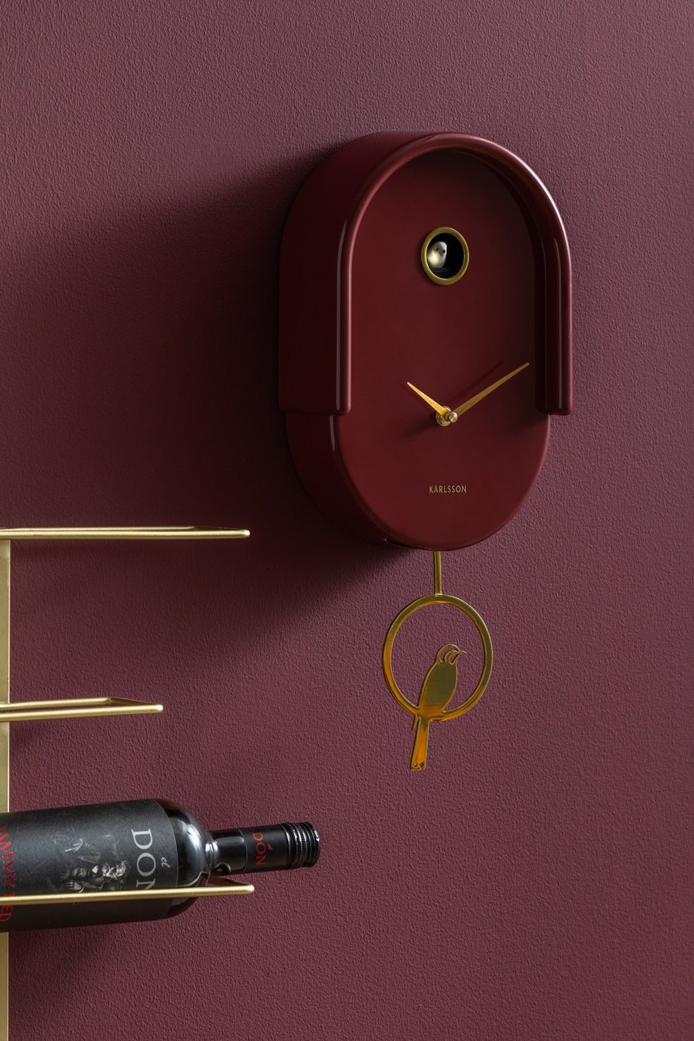 Karlsson Wall Clock Tweet Burgundy Red - CLOCKS - Beattys of Loughrea