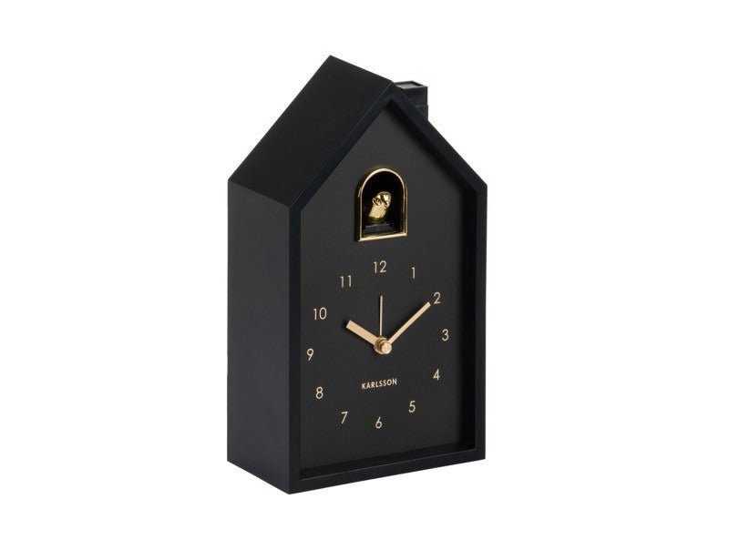 Karlsson Alarm Clock Modern Cuckoo Oro Black - CLOCKS - Beattys of Loughrea