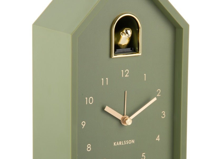 Karlsson Alarm Clock Modern Cuckoo Oro Luxury Green - CLOCKS - Beattys of Loughrea