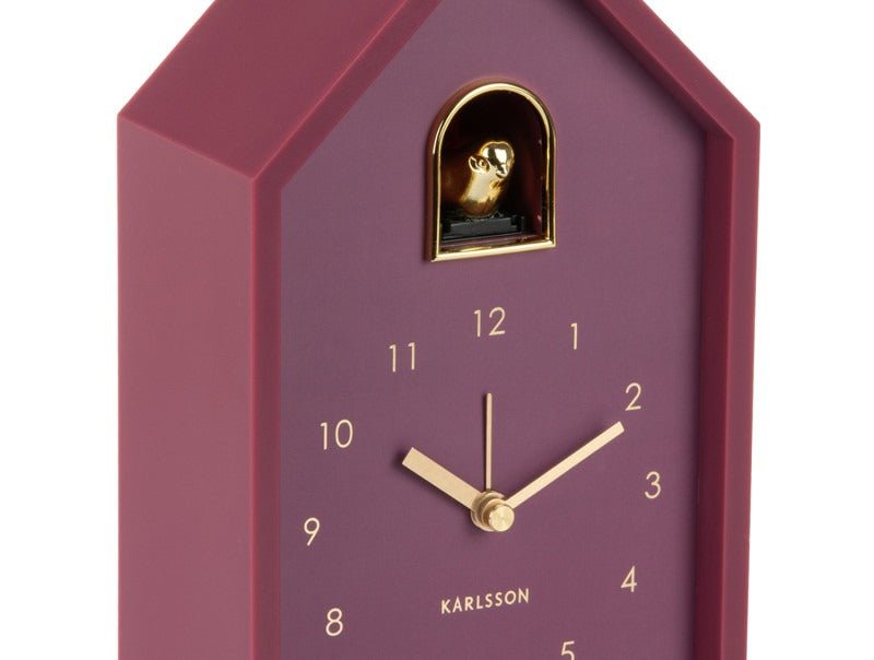 Karlsson Alarm Clock Modern Cuckoo Oro Dark Mauve - CLOCKS - Beattys of Loughrea