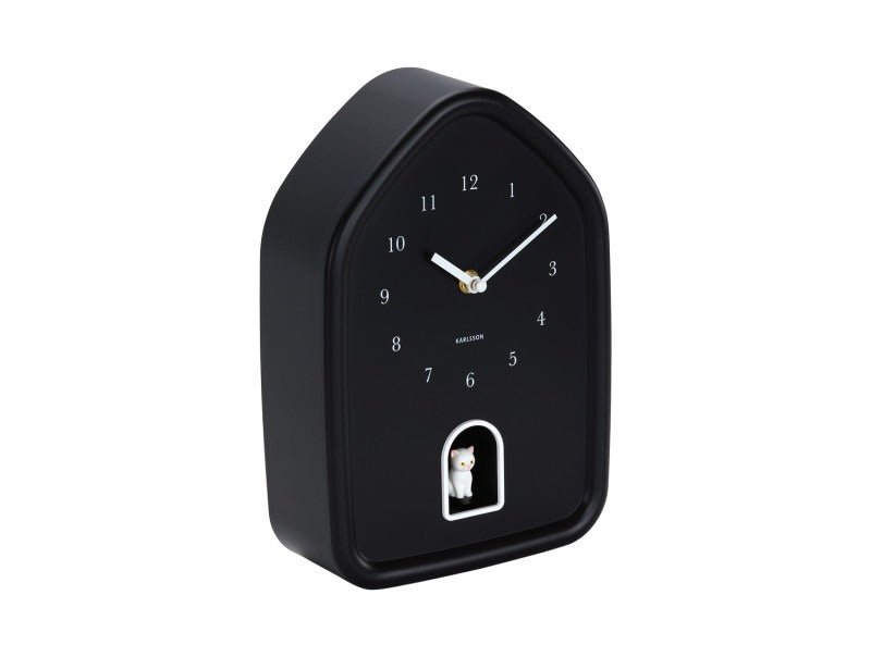 Karlsson Wall Clock Modern Kitty Black - CLOCKS - Beattys of Loughrea