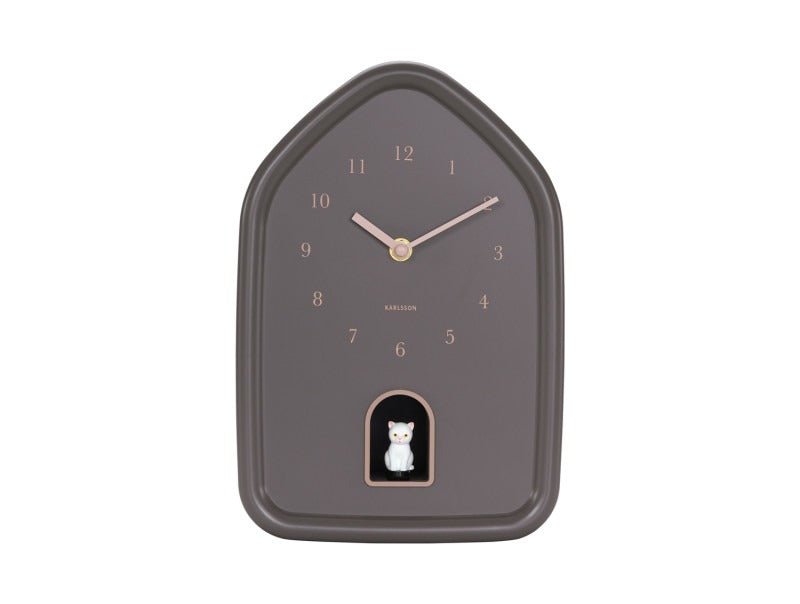 Karlsson Wall Clock Modern Kitty Earth Brown - CLOCKS - Beattys of Loughrea