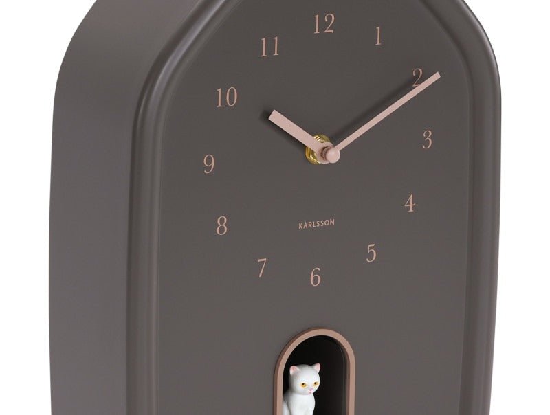 Karlsson Wall Clock Modern Kitty Earth Brown - CLOCKS - Beattys of Loughrea