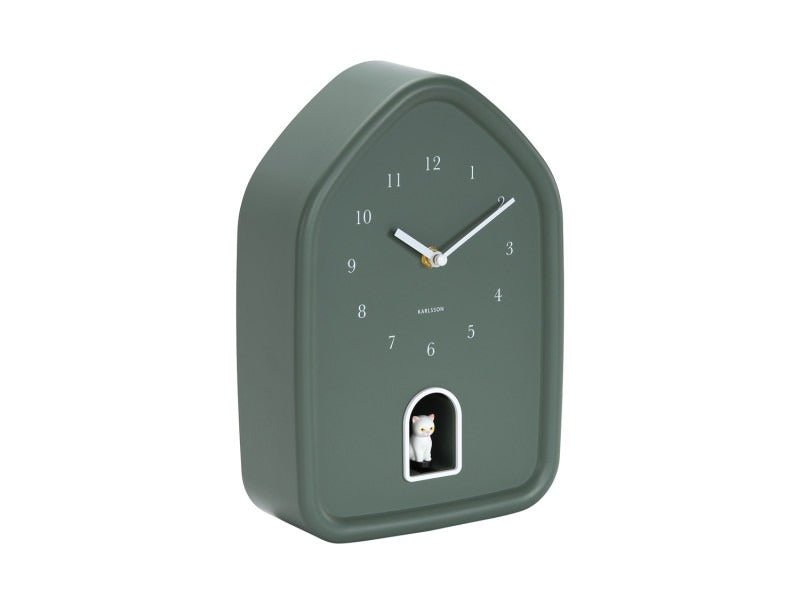 Karlsson Wall Clock Modern Kitty Jungle Green - CLOCKS - Beattys of Loughrea
