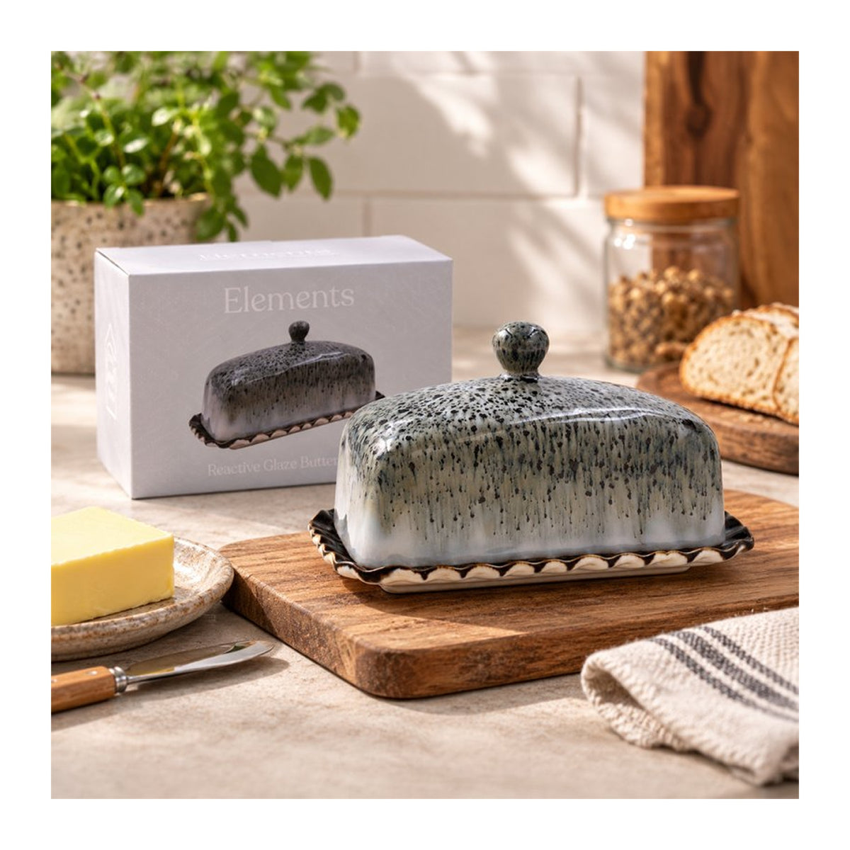 Reactive Glaze Butter Dish