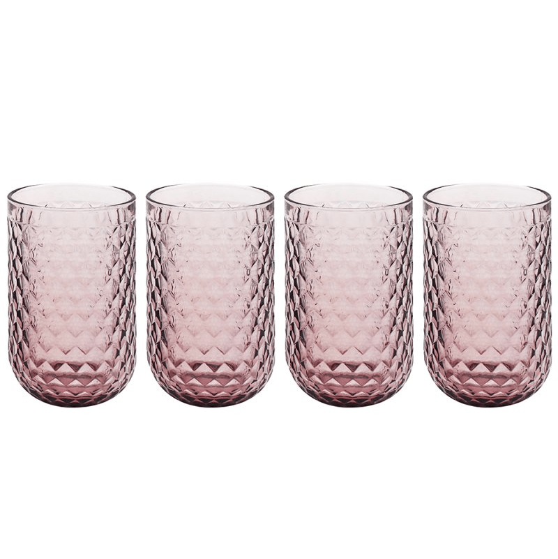 Elements Textured Pink Tumbler Glasses – Set of 4 - DRINKING GLASSES - Beattys of Loughrea