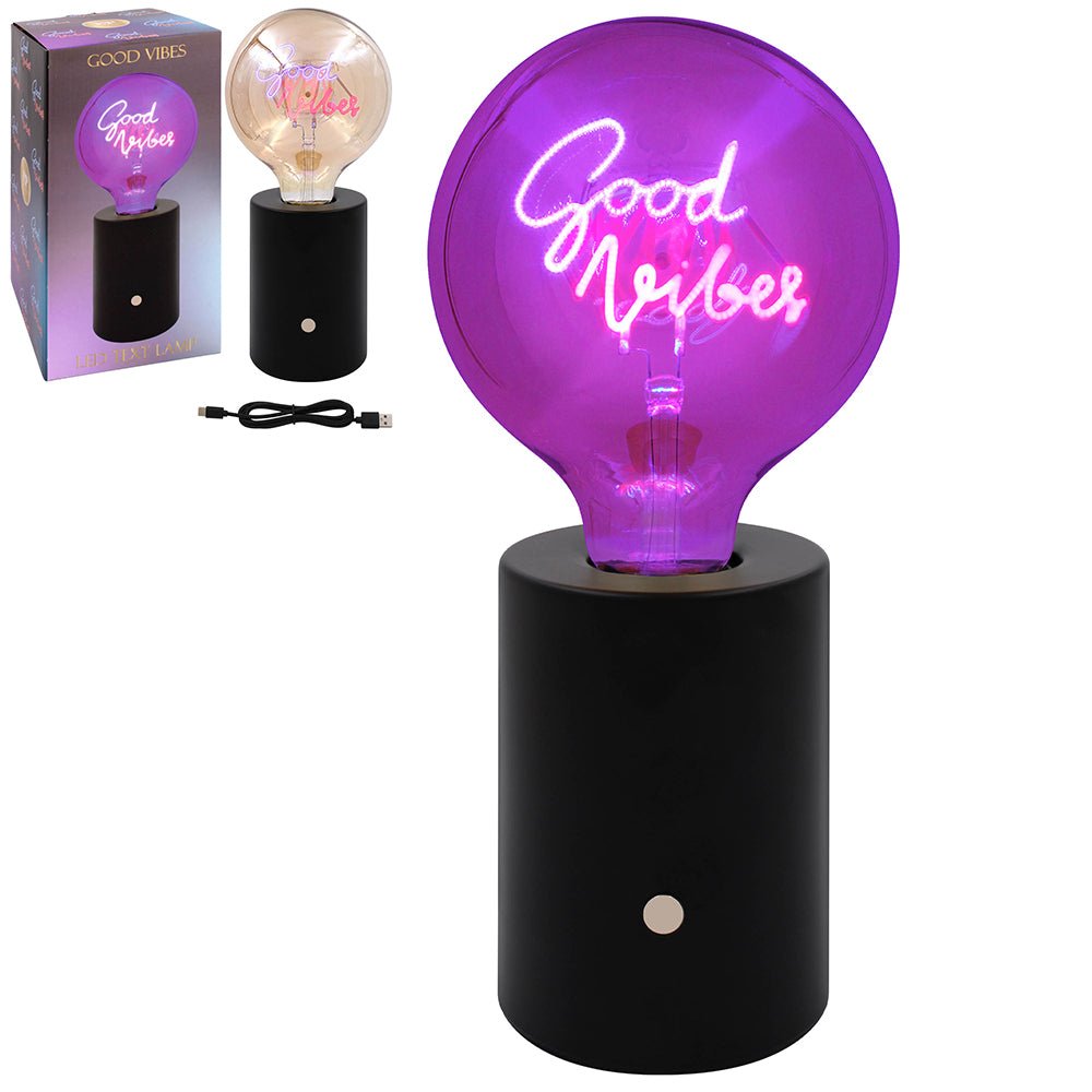 LED Text Lamp – Good Vibes - TABLE/BEDSIDE LAMPS - Beattys of Loughrea