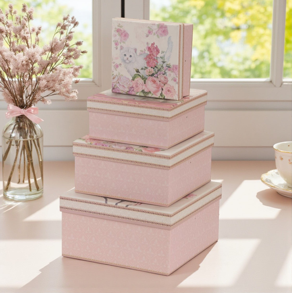 Cute Cat Cardboard Storage Boxes – Set of 4 - LINEN CHESTS/BASKETS - Beattys of Loughrea