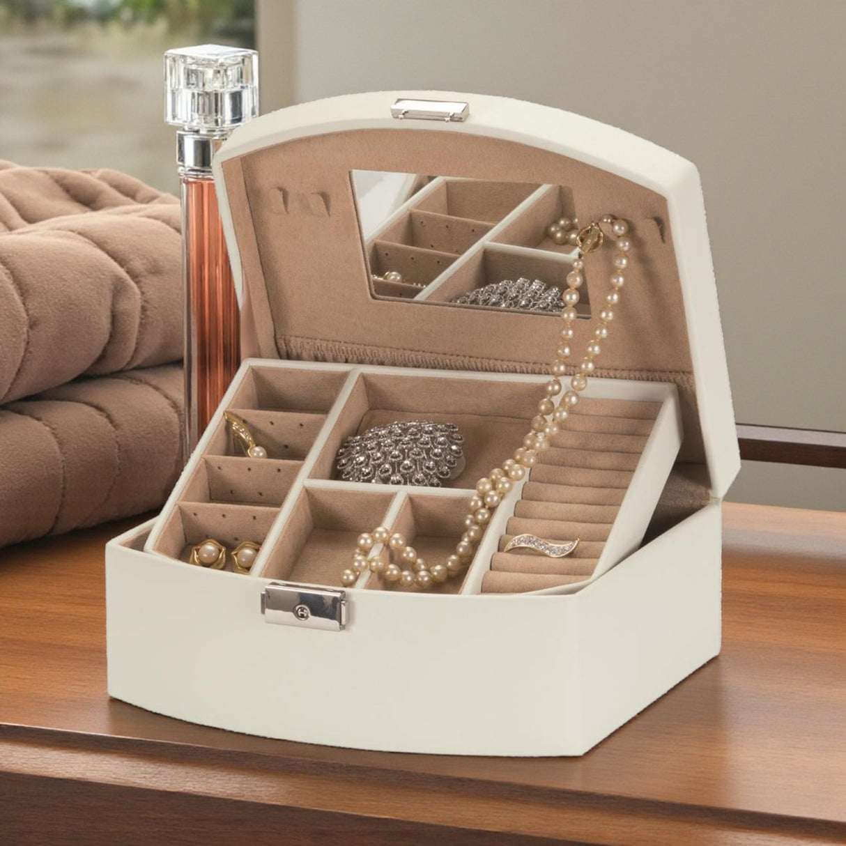 Marti Ivory Jewellery Box – Bonded Leather - JEWELLERY HOLDER - Beattys of Loughrea