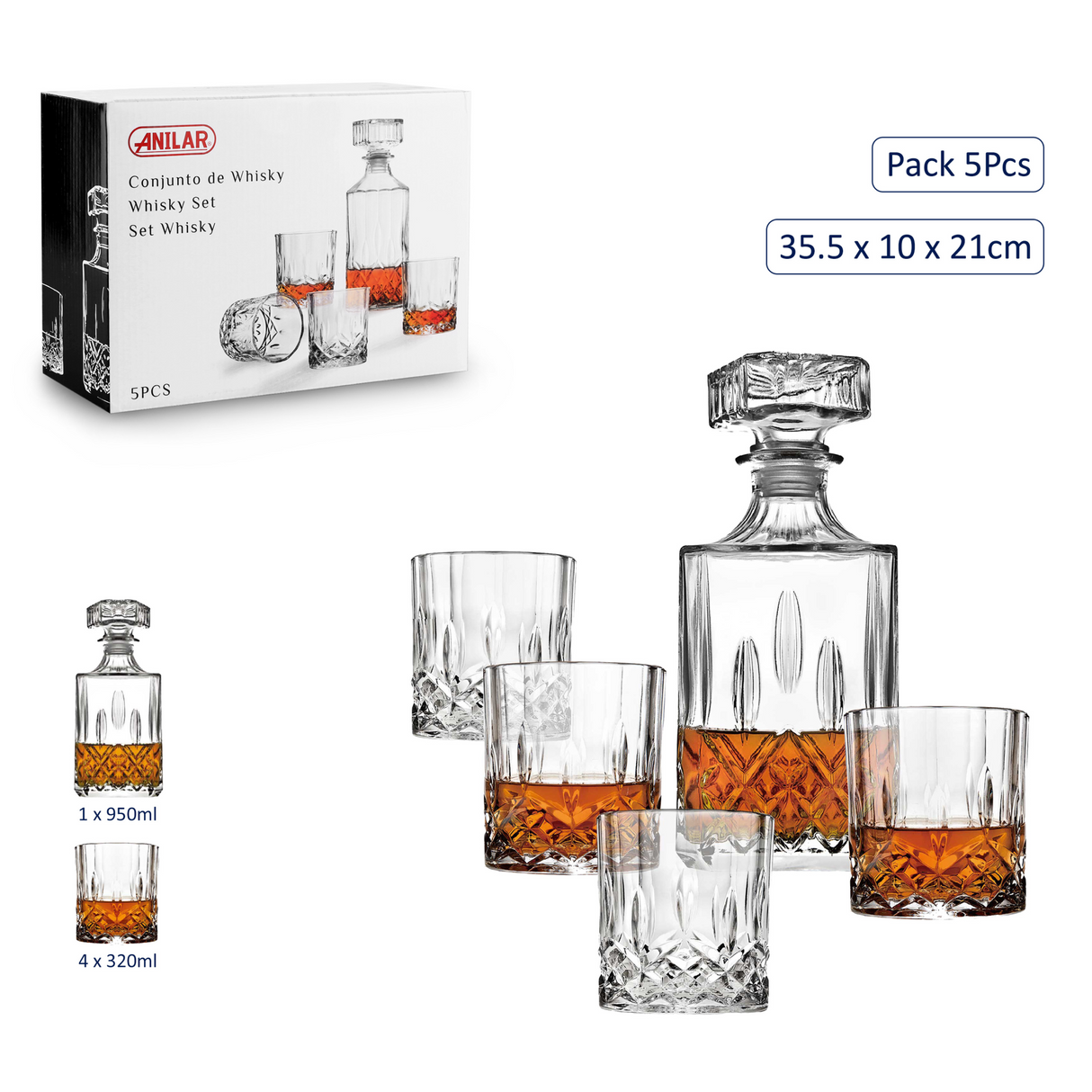 Anilar 5-Piece Whiskey Set
