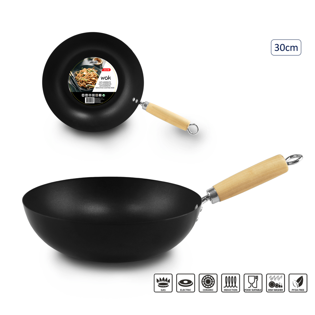 Anilar Wok – 30cm - MICROWAVE WARE/FOILS/FREEZER BAG - Beattys of Loughrea