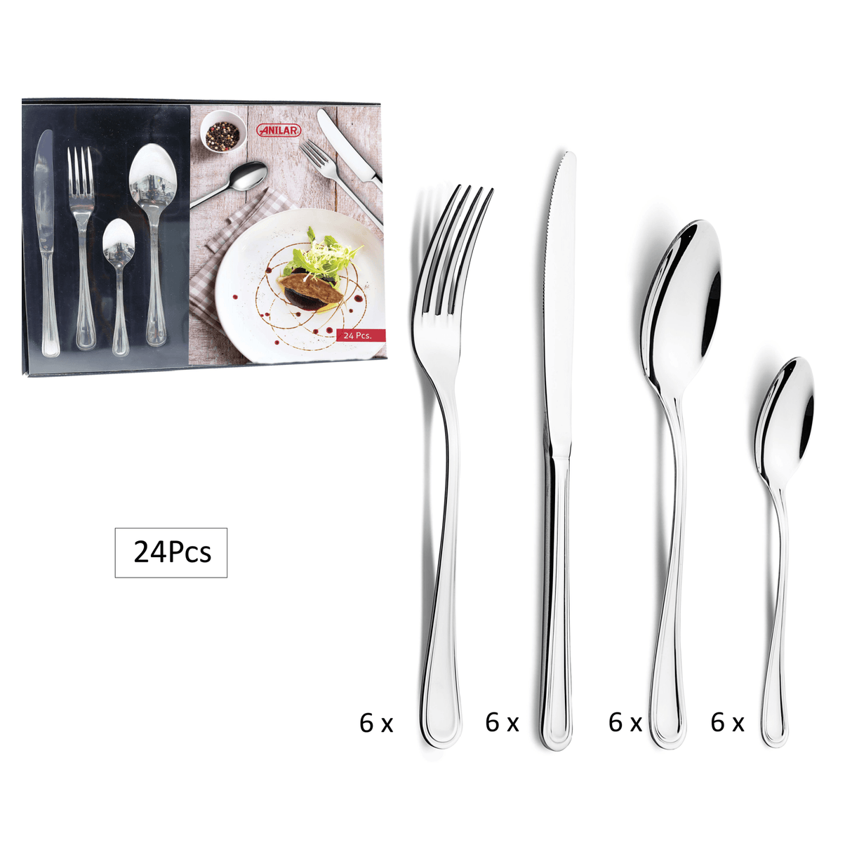 Anilar Paris 24 - Piece Cutlery Set - CUTLERY/KNIFE SET/BLOCK - Beattys of Loughrea