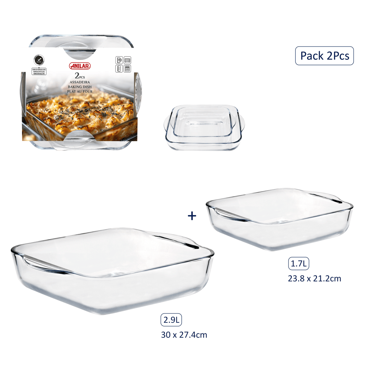Anilar 2 - Piece Square Roaster Set – 2.9L & 1.7L - GENERAL COOKWARE - Beattys of Loughrea