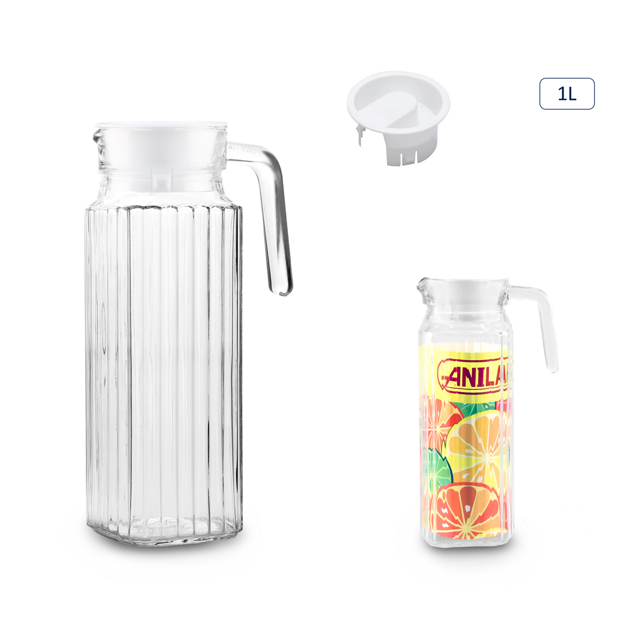 Anilar Glass Jug with Lid – 1 Litre
