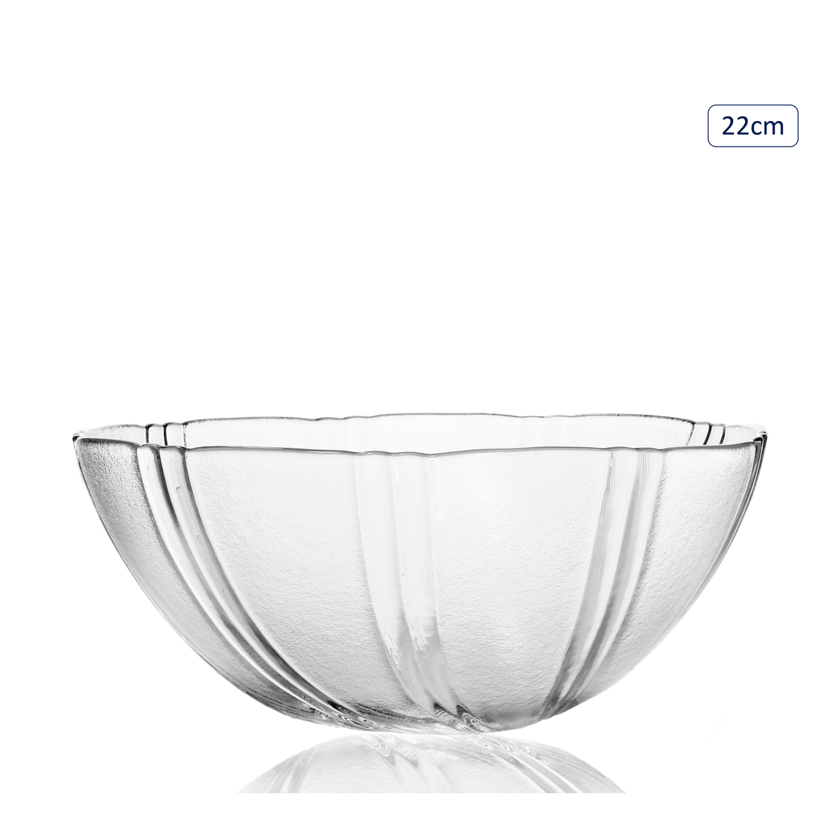 Glass Salad Bowl with Ridges – 22cm - GENERAL LOOSE WARE - Beattys of Loughrea