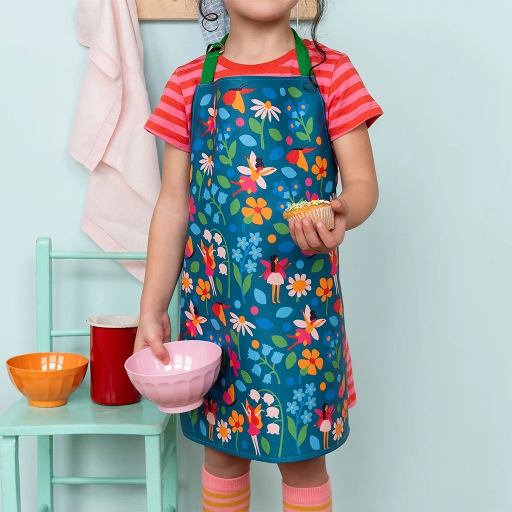 Wipeable Cotton Children's Apron – Fairies in the Garden Print - APRON/GLOVE/TEXTILE - Beattys of Loughrea
