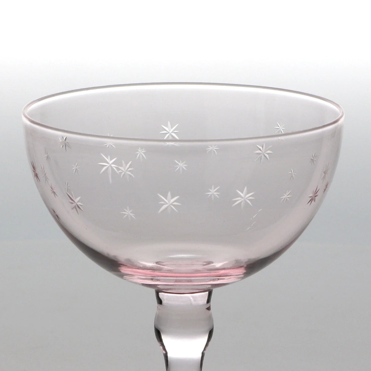 Etched Star Coupe Cocktail Glasses 200ml (Set of 2) – Pink Tint - DRINKING GLASSES - Beattys of Loughrea