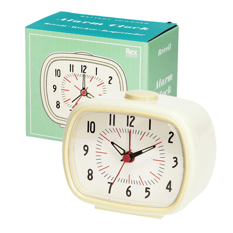 Retro Alarm Clock – Ivory White - CLOCKS - Beattys of Loughrea