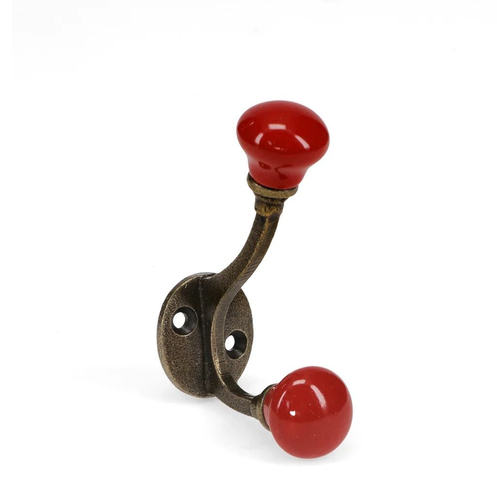 Ceramic Double Hook – Red - CABINET KNOBS - Beattys of Loughrea