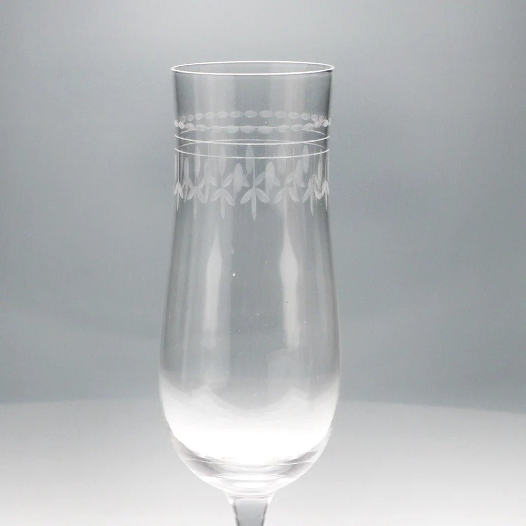 Vintage Etched Champagne Glasses 200ml (Set of 2) – Clear - DRINKING GLASSES - Beattys of Loughrea