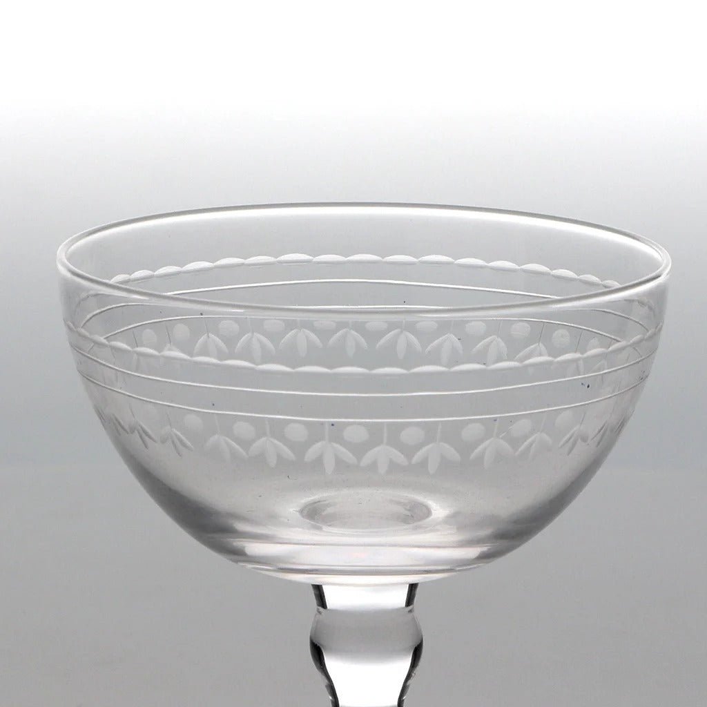 Vintage Etched Coupe Glasses 200ml (Set of 2) – Clear - DRINKING GLASSES - Beattys of Loughrea