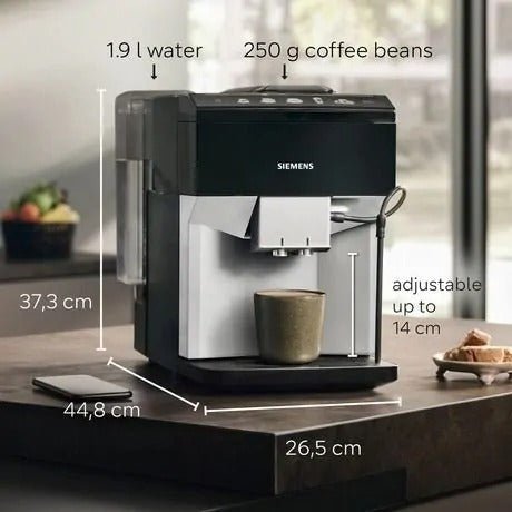 Siemens TP515GB1 Bean to Cup Coffee Machine – Black / Silver - COFFEE MAKERS / ACCESSORIES - Beattys of Loughrea