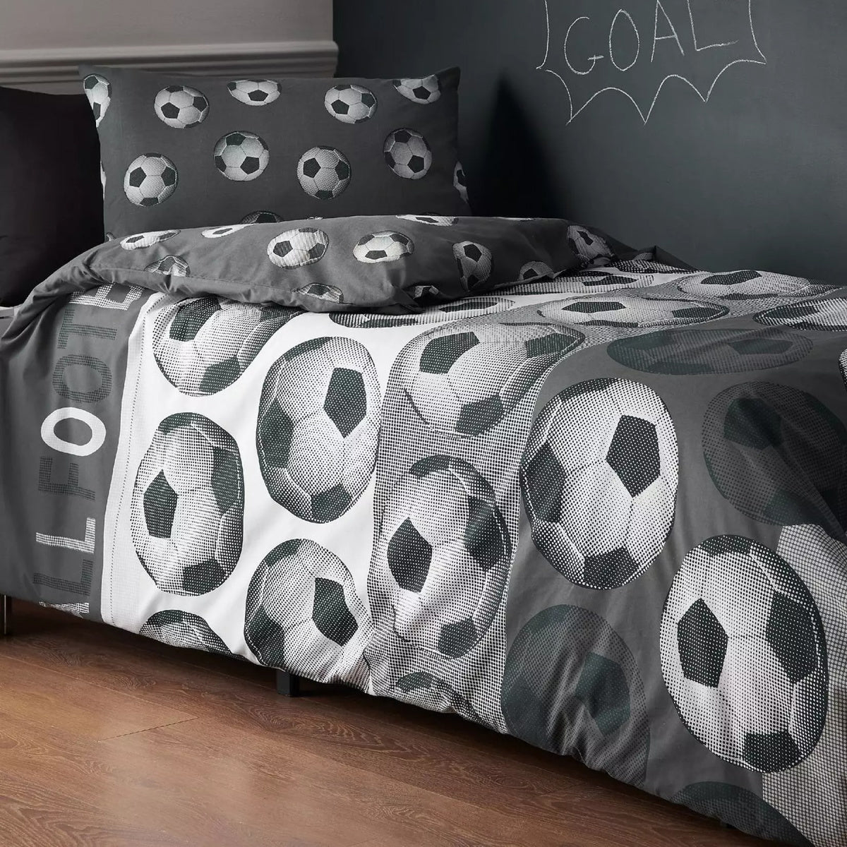 Catherine Lansfield Football Duvet Set Grey - Single - Beattys of Loughrea | www.beattys.ie