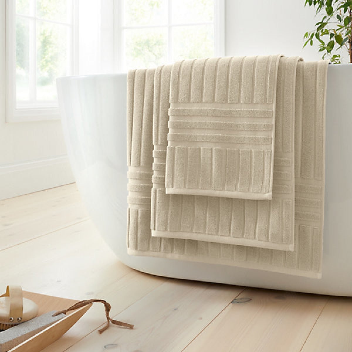 Bianca Hotel Cotton 100 x 150cm Bath Sheet Natural - TOWELS FACECLOTHS - Beattys of Loughrea