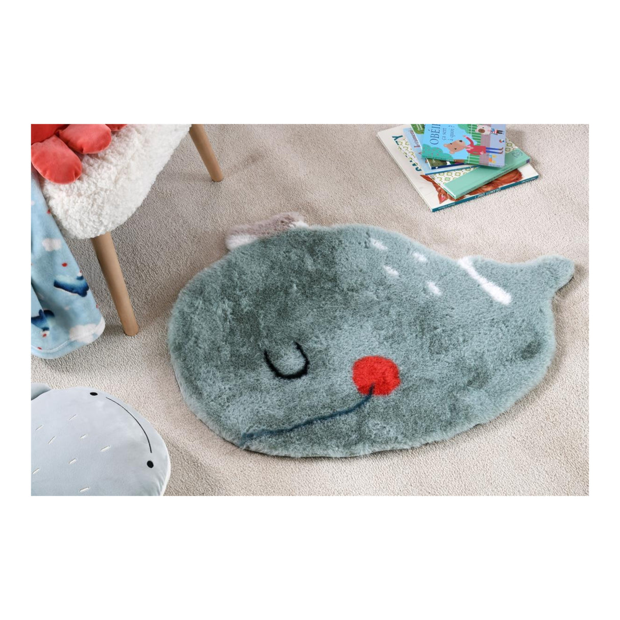 STOF Moby Whale Rug, Blue, 60x85cm - FLOOR/FIRESIDE RUGS - Beattys of Loughrea