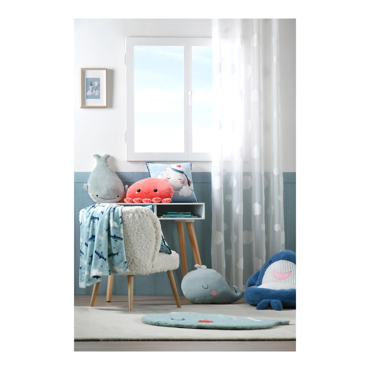 STOF Moby Whale Rug, Blue, 60x85cm - FLOOR/FIRESIDE RUGS - Beattys of Loughrea