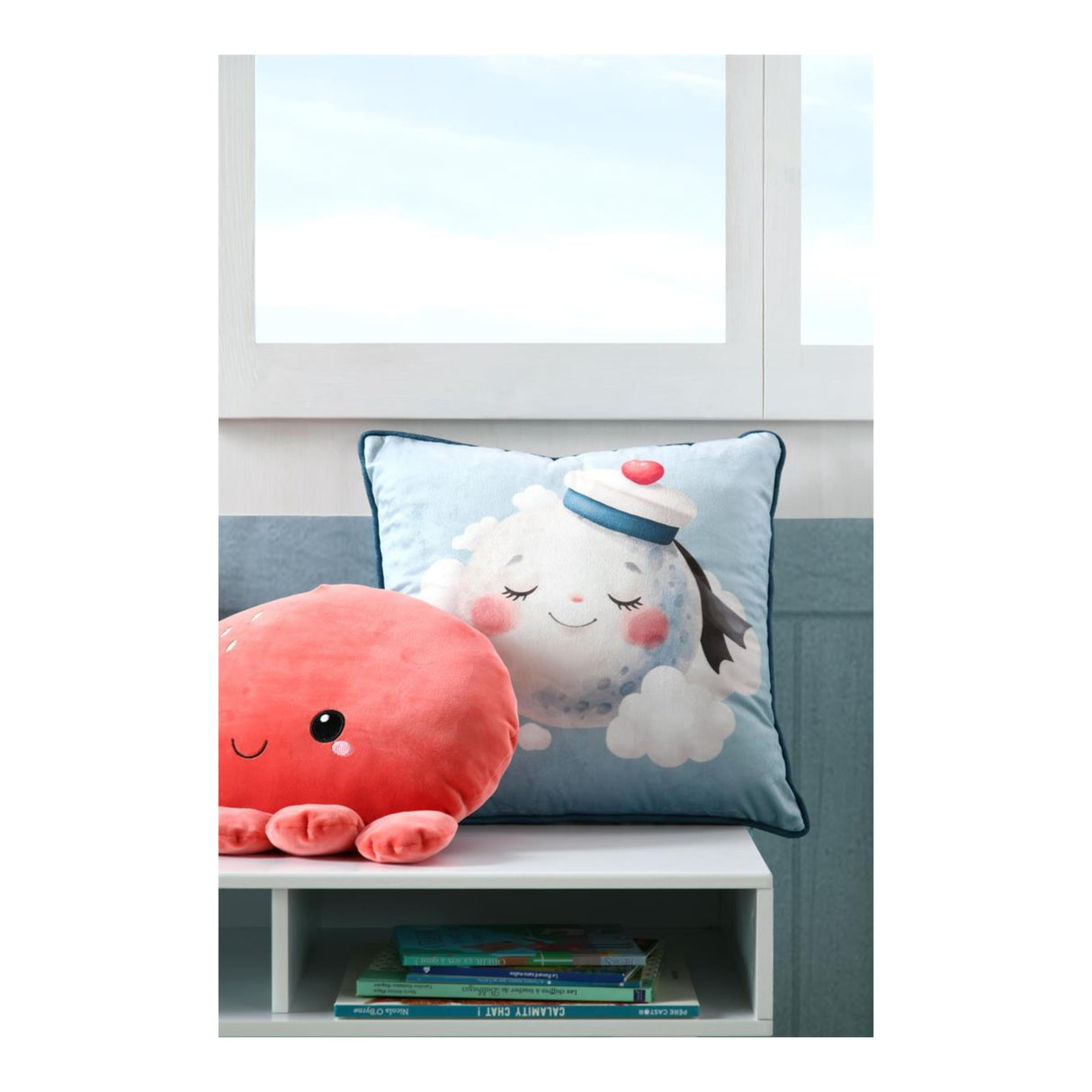 STOF Moby Moon & Stars Cushion, Blue, 40x40cm - CUSHIONS/COVERS - Beattys of Loughrea