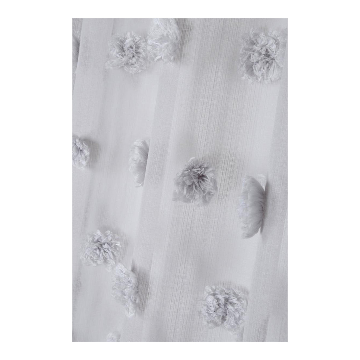 STOF Pompinou Pompom Voile Panel, Pearl White, 135x260cm - CURTAINS - READY MADE - Beattys of Loughrea