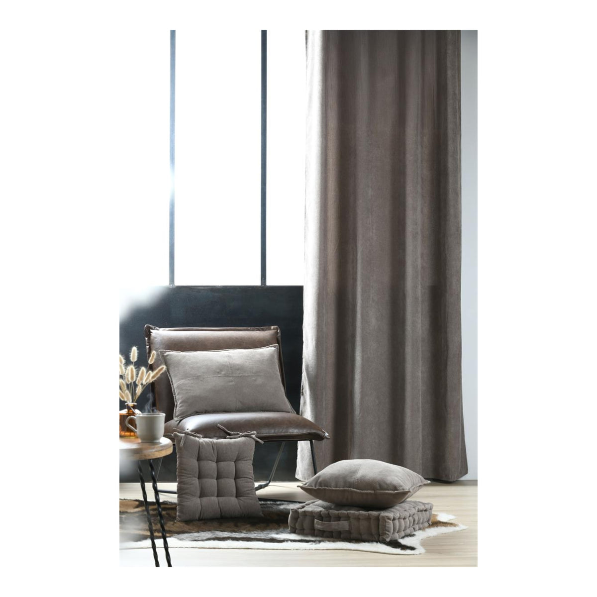 Dandy Corduroy Curtain Panel, Taupe, 140x260cm - CURTAINS - READY MADE - Beattys of Loughrea