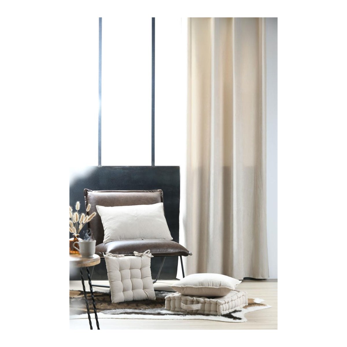 Dandy Corduroy Curtain Panel, Natural, 140x260cm - CURTAINS - READY MADE - Beattys of Loughrea
