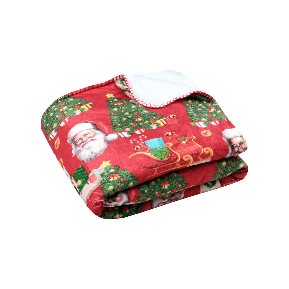 Santa Christmas Throw, Red, 130x160cm - THROWS/BLANKETS - Beattys of Loughrea