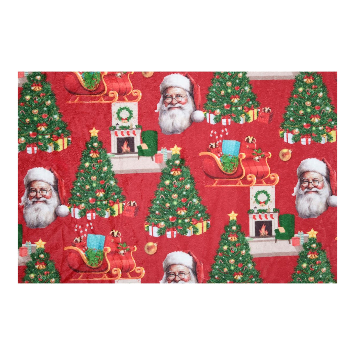 Santa Christmas Throw, Red, 130x160cm - THROWS/BLANKETS - Beattys of Loughrea