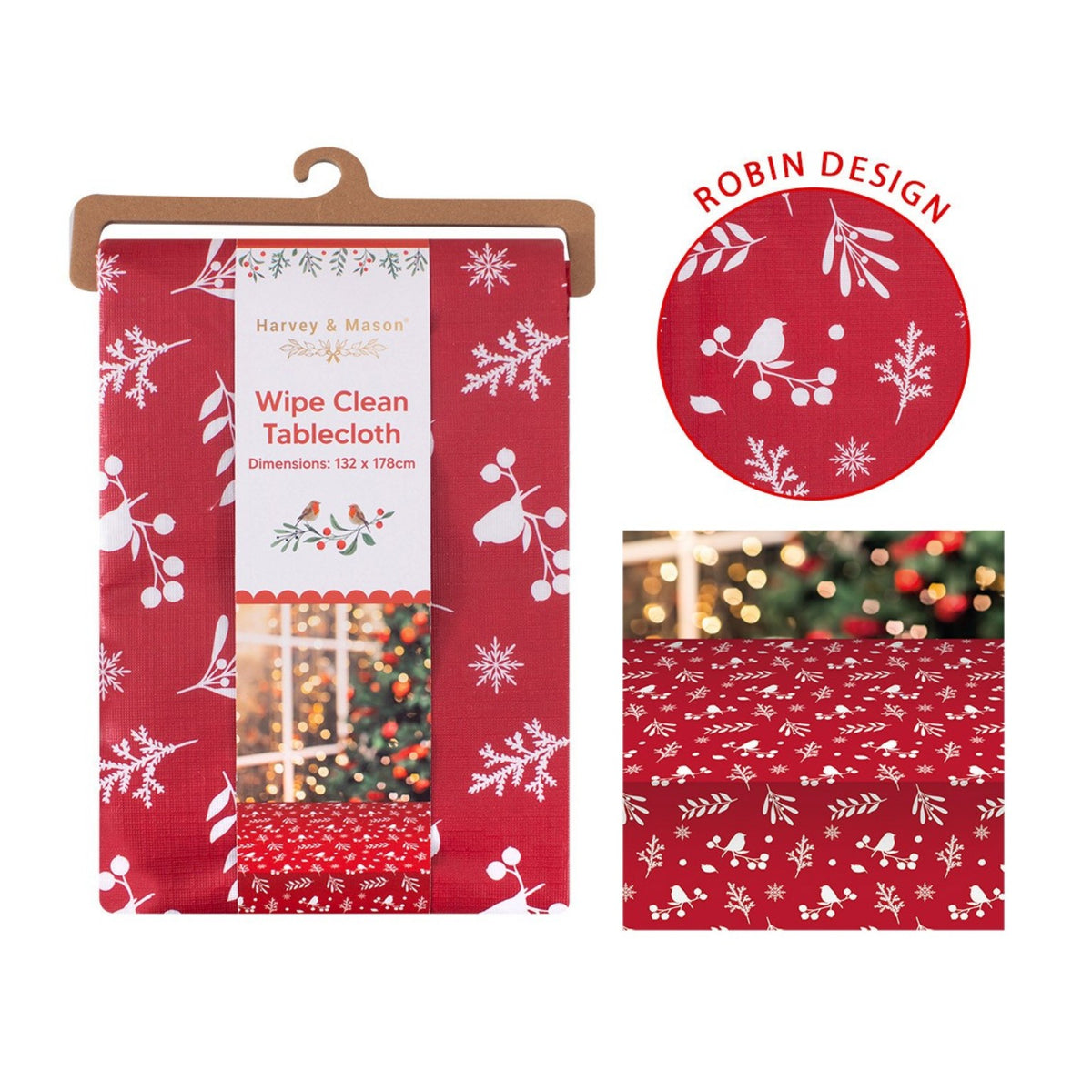 Harvey & Mason Robin Wipe Clean Tablecloth, 132 x 178cm - TABLECLOTHS/RUNNERS - Beattys of Loughrea