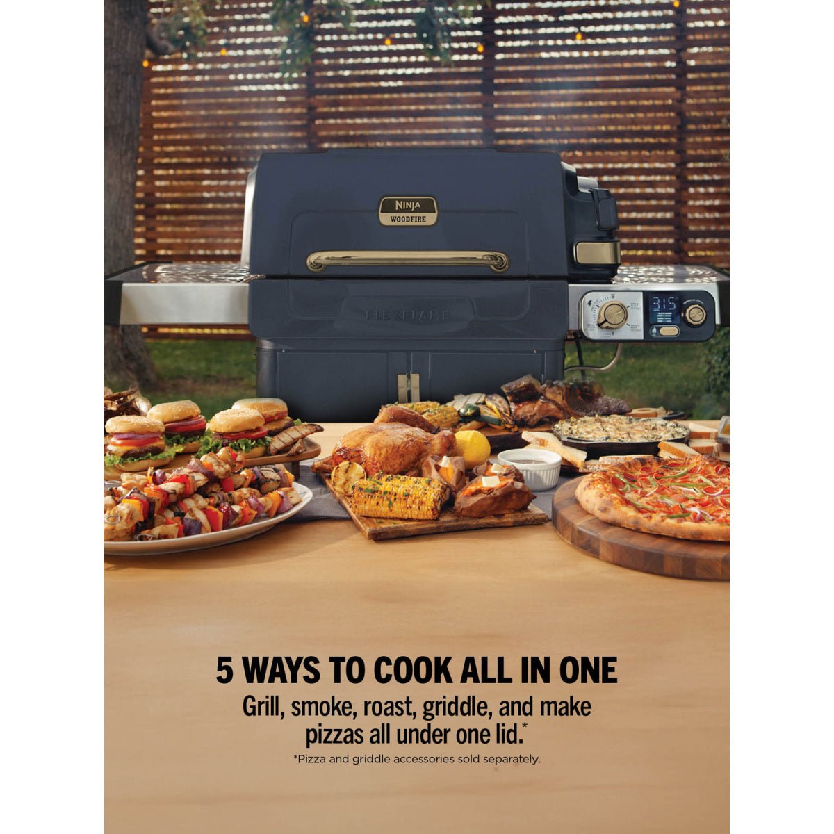 Ninja FlexFlame Outdoor Cooking System 5-in-1 Grill & Smoker | PG301UKBL - BBQ - GAS - Beattys of Loughrea