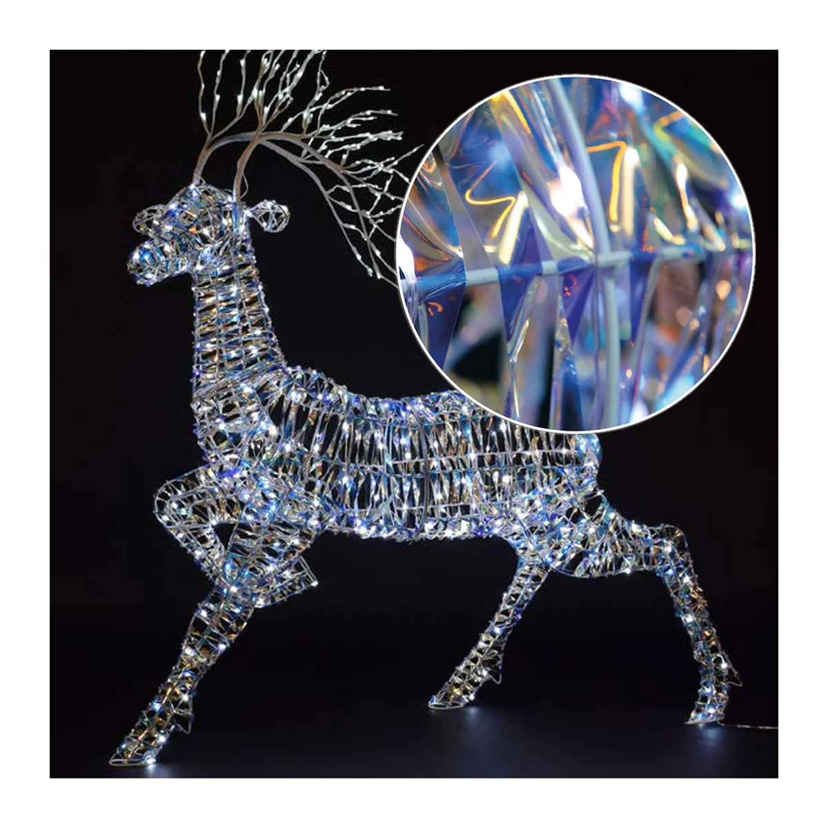 Noma 1.4m Iridescent Woburn Leaping Stag - XMAS LIGHTED OUTDOOR DECOS - Beattys of Loughrea