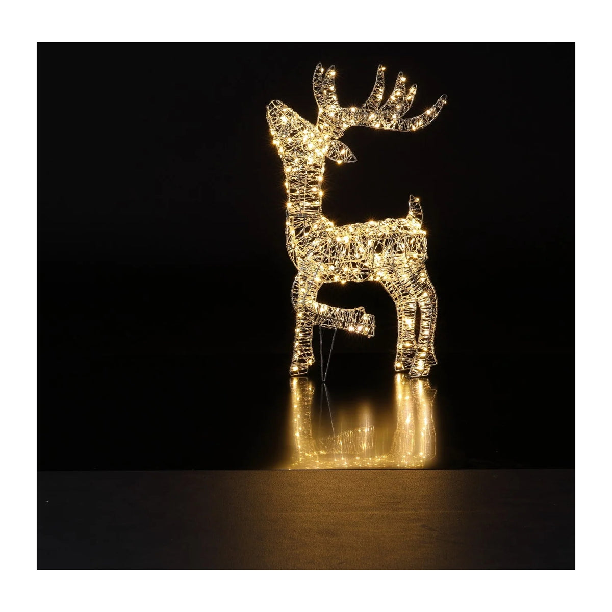 Noma 60cm Twisted Silver Standing Stag - XMAS LIGHTED OUTDOOR DECOS - Beattys of Loughrea