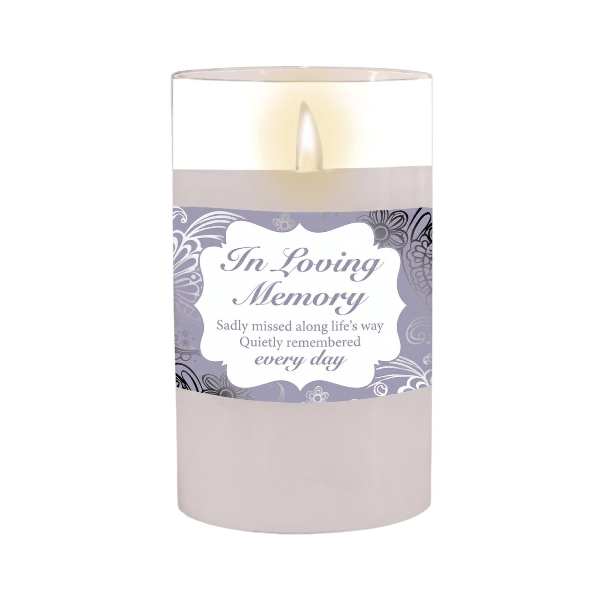 LED Candle In Loving Memory Glass Jar With Timer - BATTERY LED CANDLES - Beattys of Loughrea