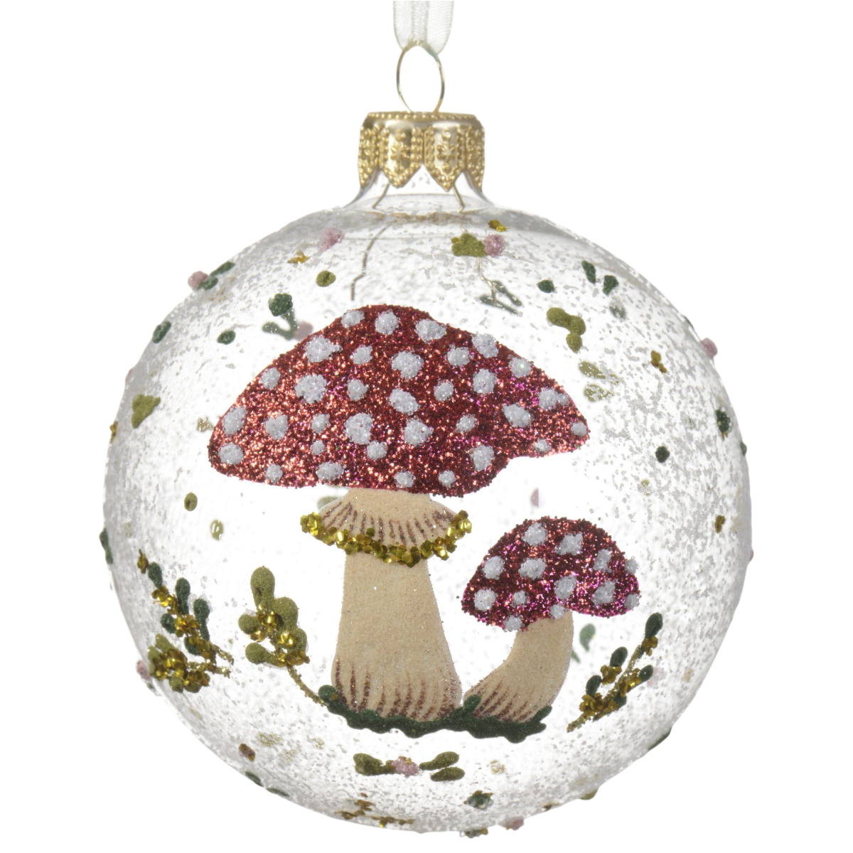 Glass Mushroom Bauble Clear Finish - XMAS BAUBLES - Beattys of Loughrea