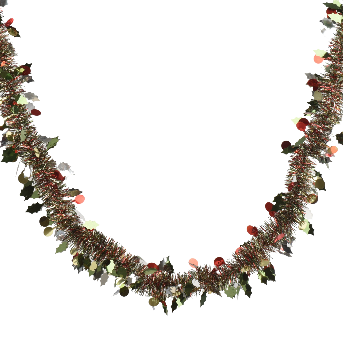 Multi-Coloured Tinsel Garland With Tree And Ball Decorations