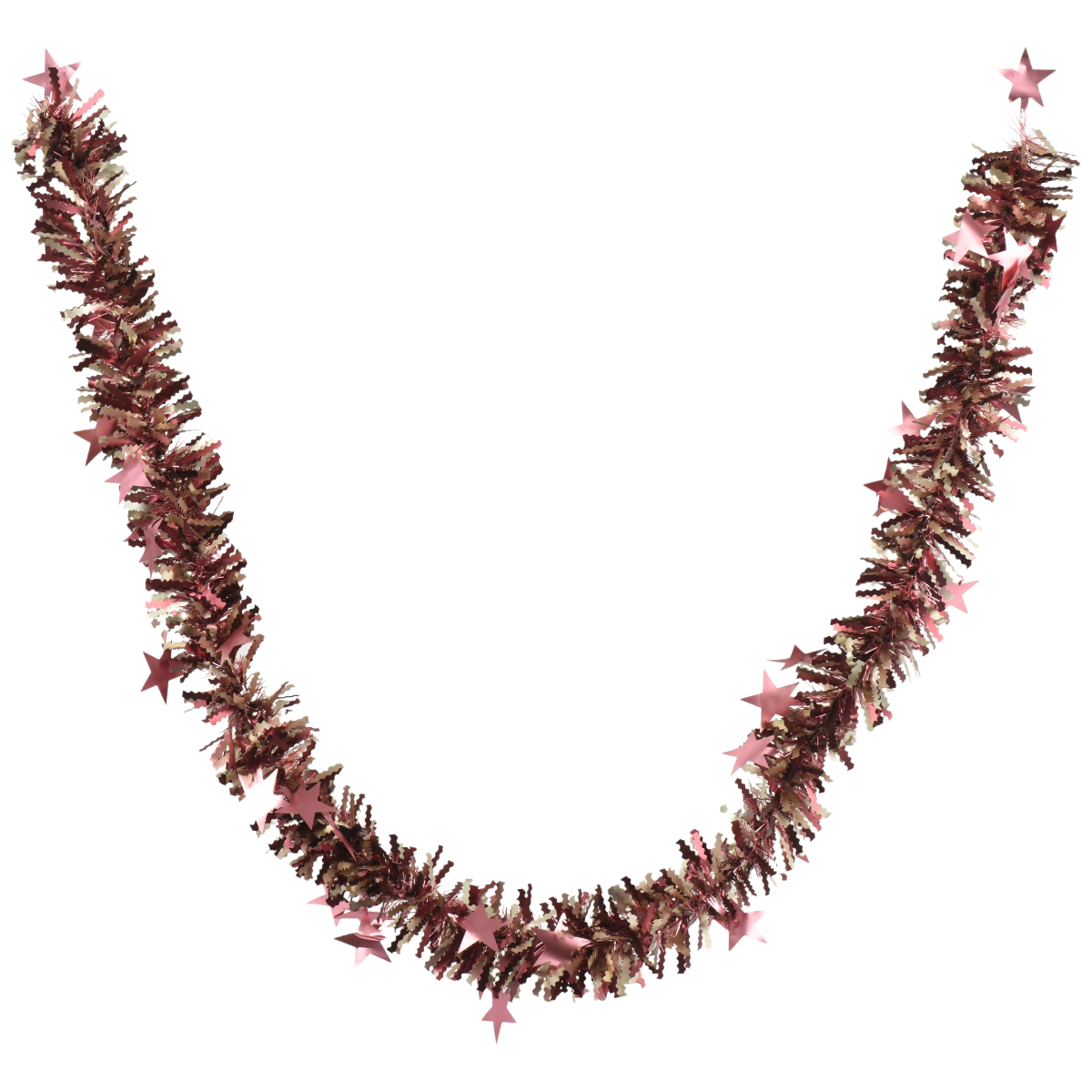Pink Matte Tinsel Garland With Star Decorations